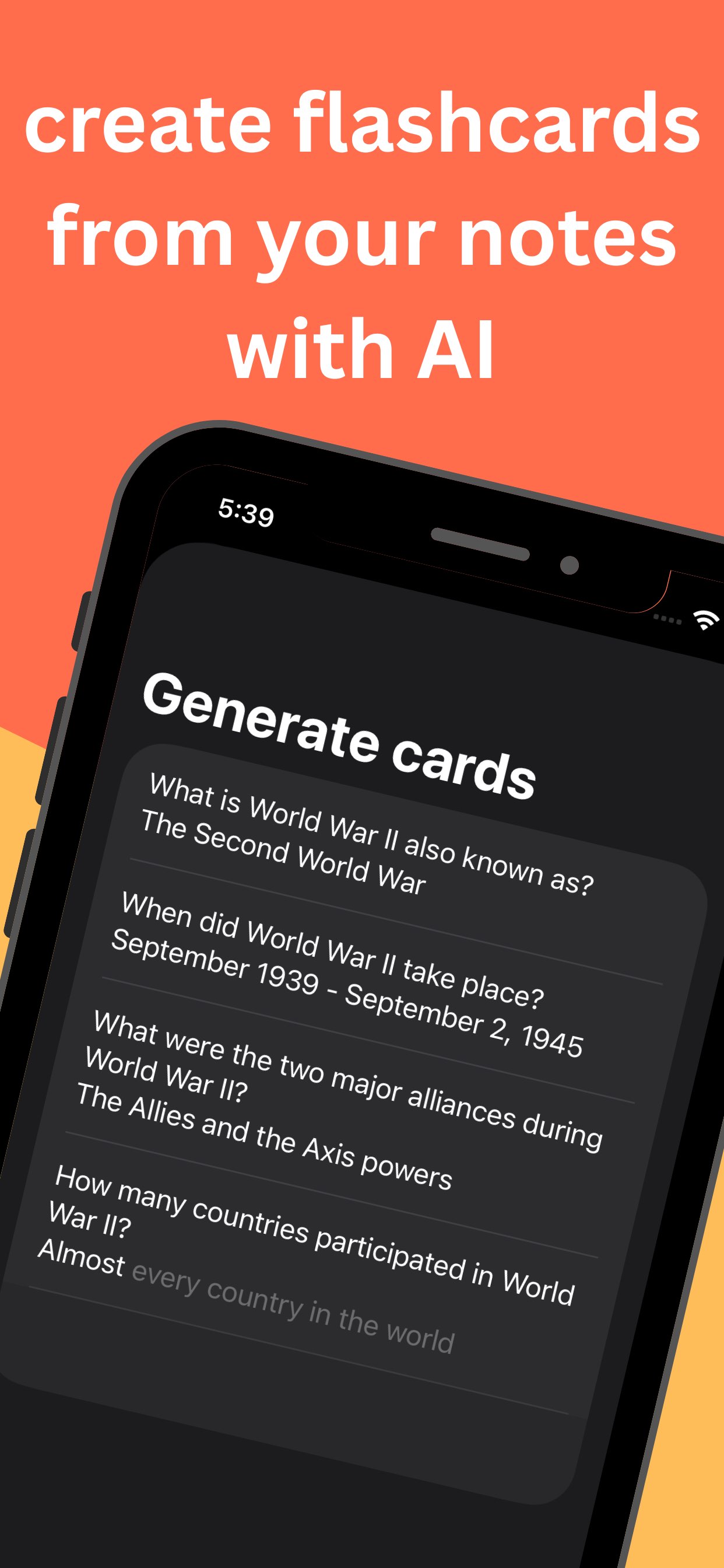 create flashcards from your notes with AI